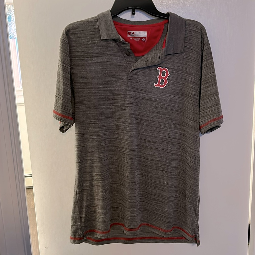 Boston Red Sox True Fan Polo Heather Gray Size M